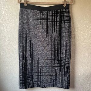 Alfani Womens Medium Black Patterned Zip Up Pencil Skirt Corpcore Office Career